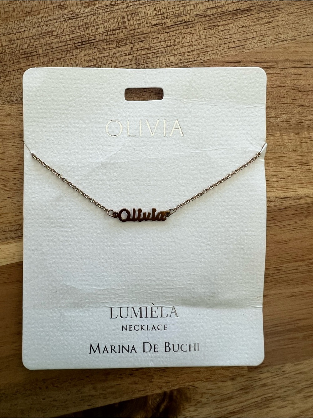 Marina De Buchi Gold-Toned “Olivia” Nameplate Necklace